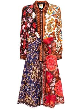 Farm Rio multicolor chemise midi dress
